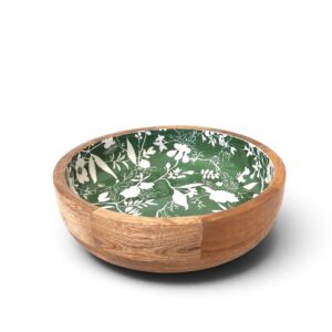 bowl wood 24 enamel green