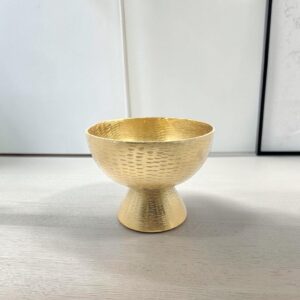 metal bowl 15 pedestal textured lifestyle