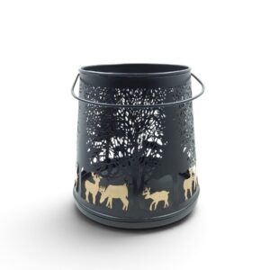 metal lantern 11 black deer