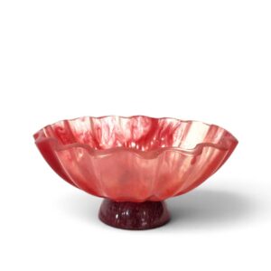 resin bowl 03 red pedestal
