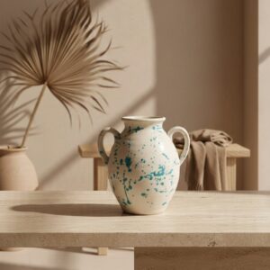 ceramic vase 03 blue drops lifestyle