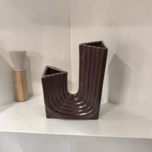 ceramic vase 12 U shape brown lifestyle