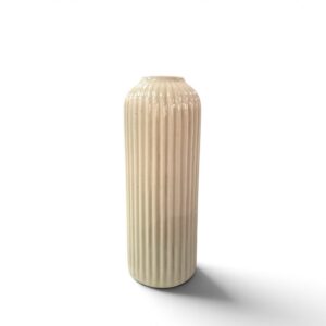 ceramic vase 22 white ribbed