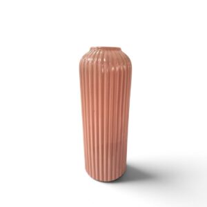 ceramic vase 22a pink ribbed