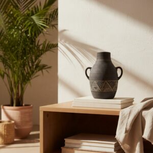 ceramic vase 32 charcoal lifestyle