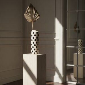 ceramic vase 39 black dots
