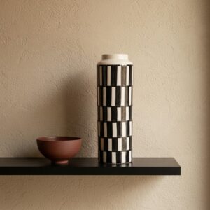 ceramic vase 40 black white geometric