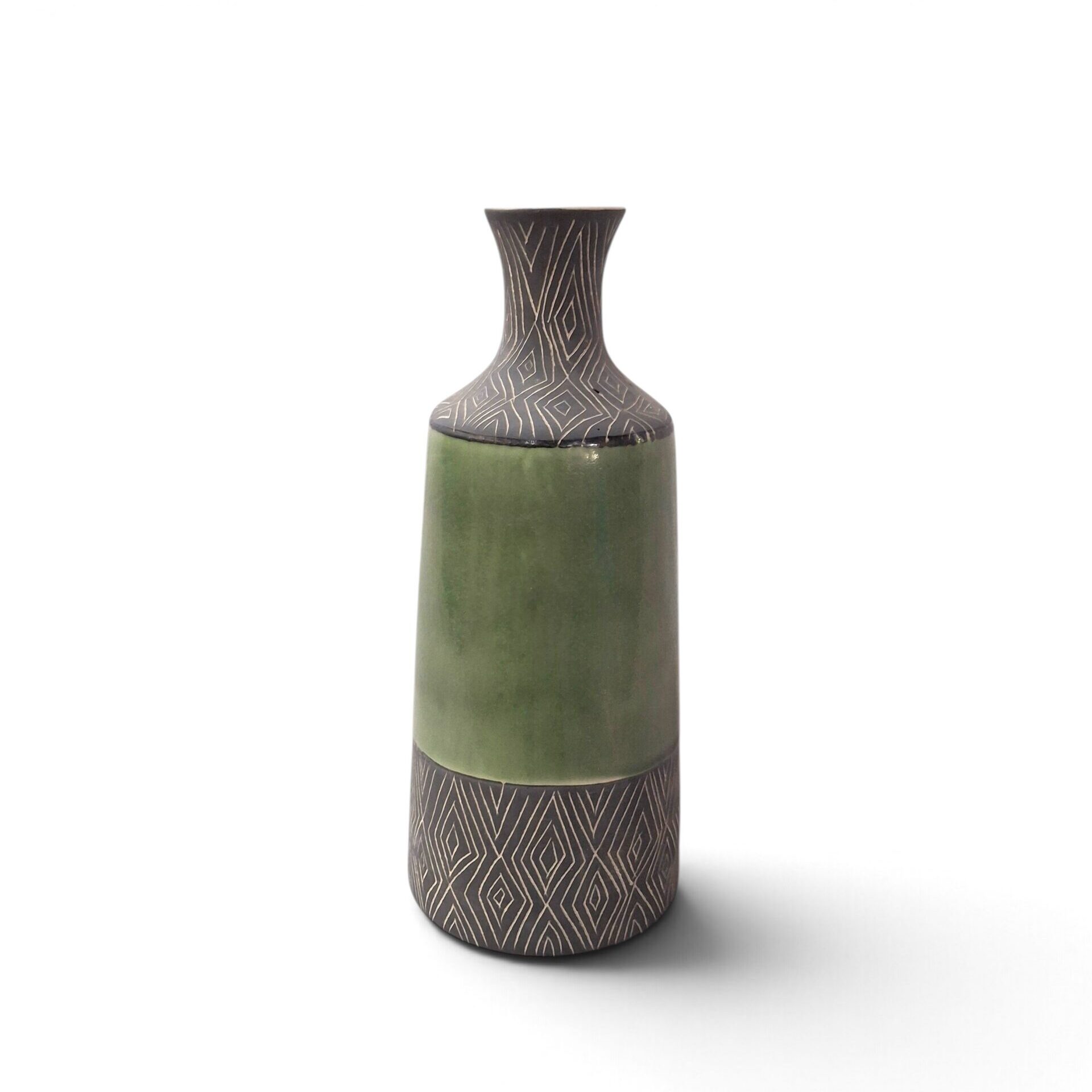 ceramic vase 44 green black