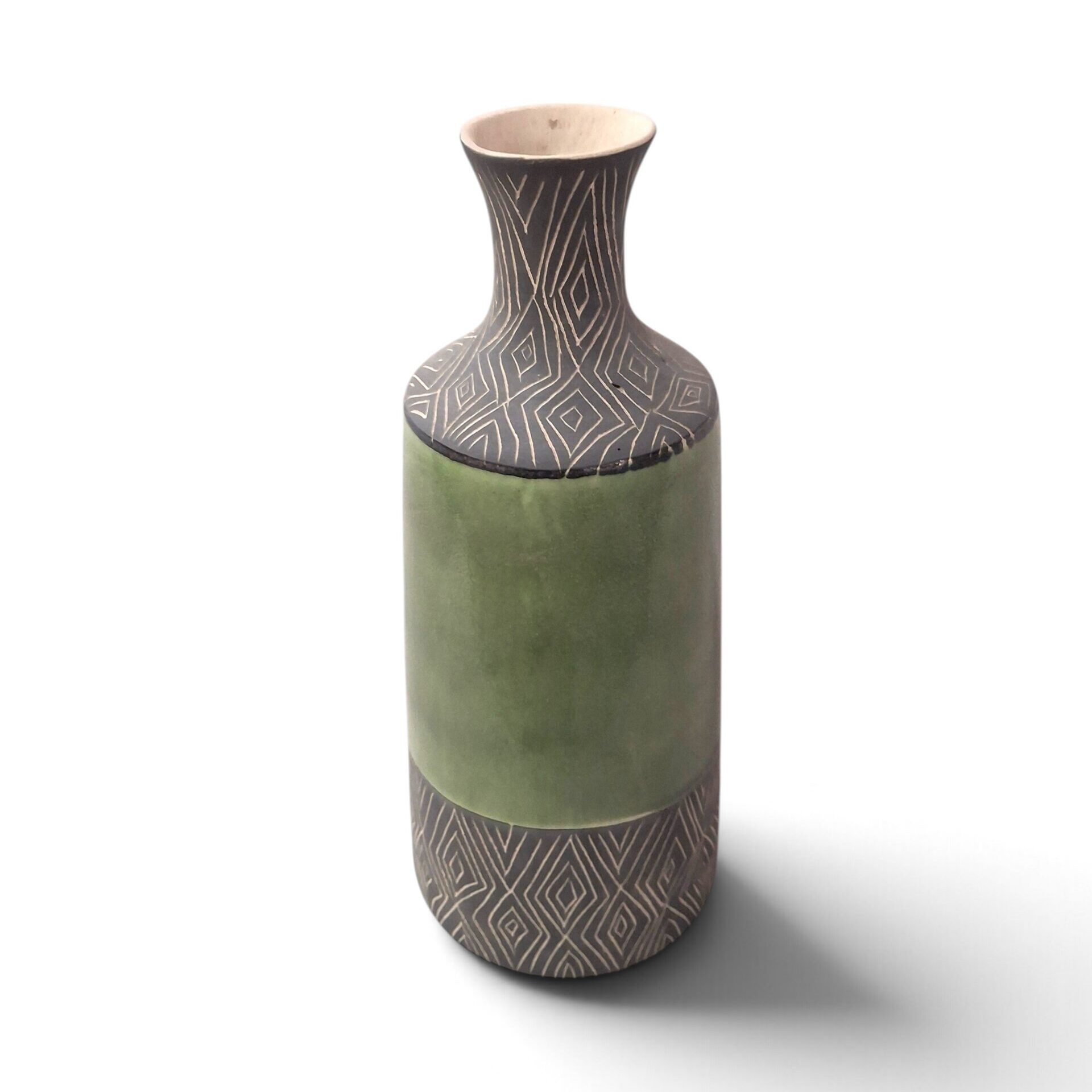 ceramic vase 44 green black top