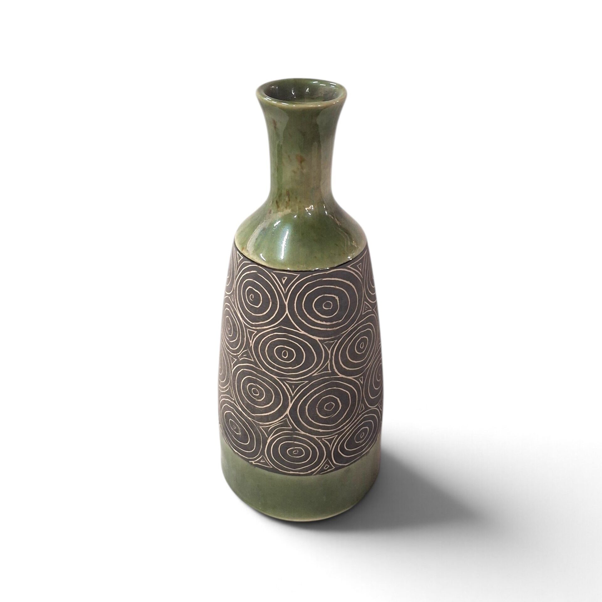 ceramic vase 45 green textured top