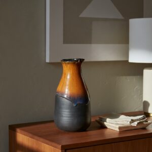 ceramic vase 52 yellow charcoal lifestyle