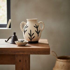 ceramic vase 60 white leaf