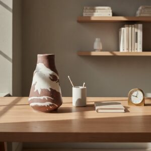 ceramic vase brown white lifestyle